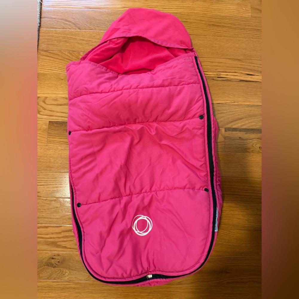 Bugaboo fleece lined footmuff stroller blanket hot pink